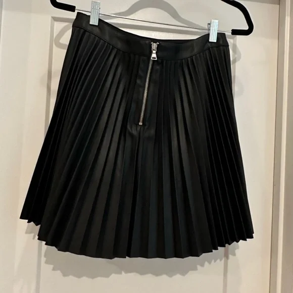 Express black pleated faux leather mini skirt with zipper back - Picture 4 of 4